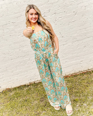 Passionate Punch Jumpsuit In Teal