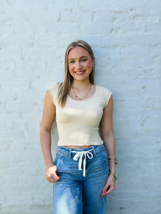Ribbed Seamless Crop - Taupe