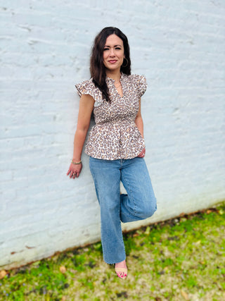 Cheetah Peplum Blouse