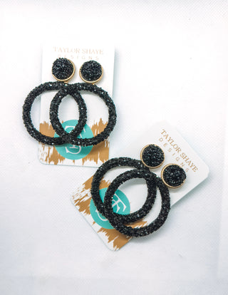 Gracie Glitter Earrings - Black