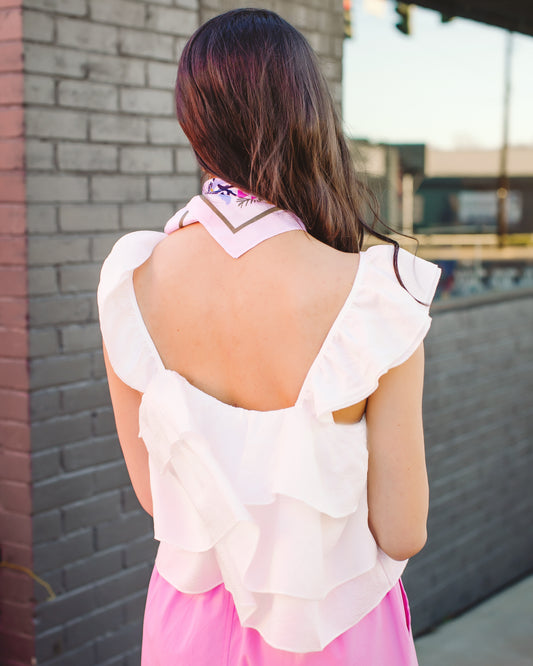 All Over Ruffled Crop in Cream