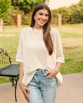 Call It Bliss Knit Top In Cream