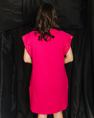 Pep In Your Step Solid Fuchsia Dress