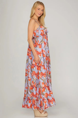 Breeze Maxi Dress - Lilac/Coral