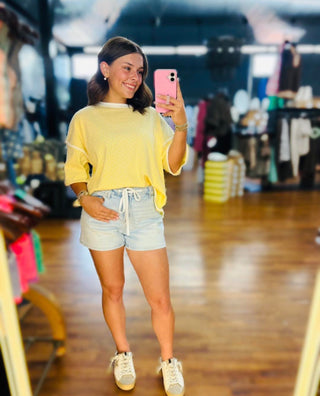 Polka Dot Oversized Tee - Yellow S+S