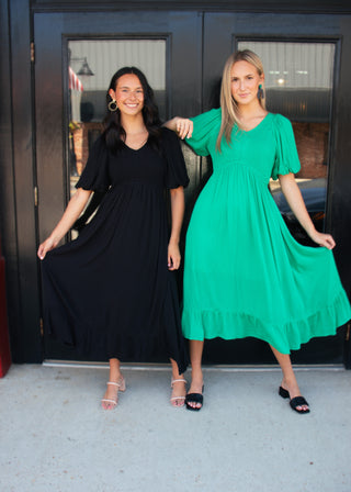 Glad We Met Midi Dress in Black