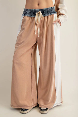 Color Block Pants - Cinnamon