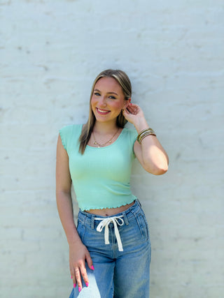 Ribbed Seamless Crop - Mint Green
