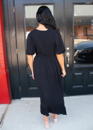 Glad We Met Midi Dress in Black