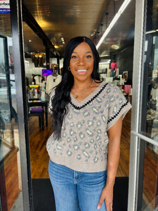 Cheetah Oversized Sweater Vest