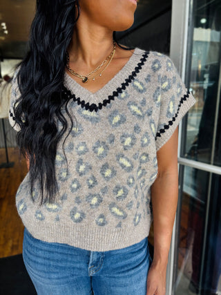 Cheetah Oversized Sweater Vest