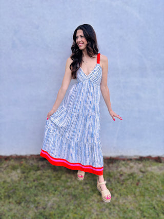 Watercolor Stripe Pattern Dress - THML