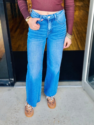 TC High Rise Crop Wide Leg Jean - Risen