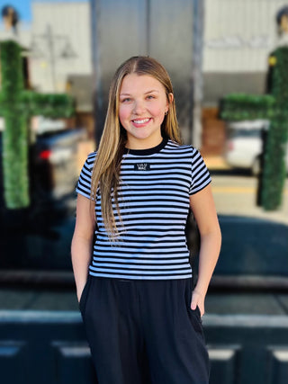 LULUMAC Stripe Baby Doll Top - Black