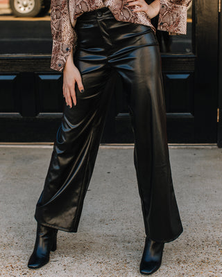 Love Of My Life Leather Flare Pant - Black